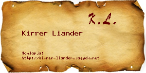 Kirrer Liander névjegykártya
